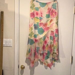 DANA BUCHMAN size 12 gorgeous floral silk midi skirt
